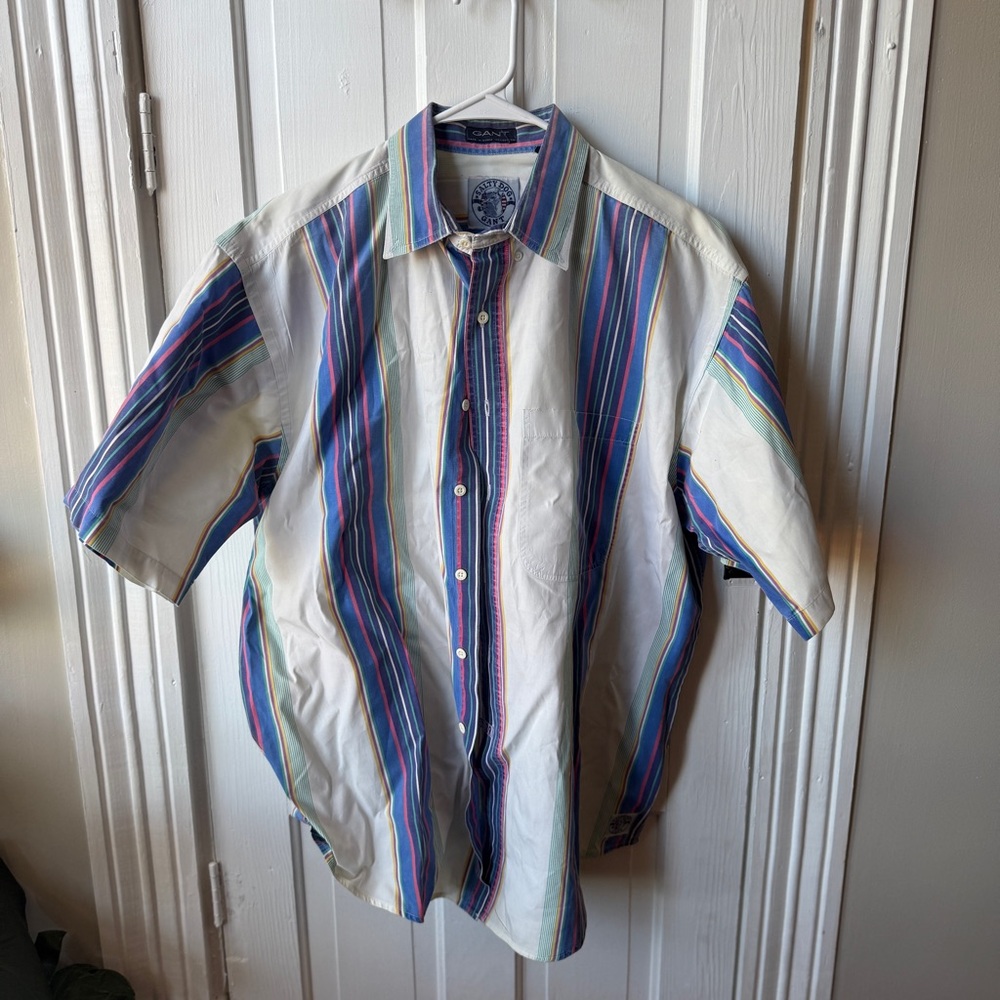Gant Salty Dog Multicolor Striped Vintage Men’s Casual Button Shirt Size Large